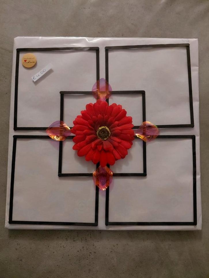 Handgemaakt Wandpaneel met Bloem, Huis en Inrichting, Woonaccessoires | Lijsten, Nieuw, Hout, Ophalen