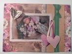 Kaart vintage hartjes, bloemen en vlindertje, Ophalen of Verzenden, Nieuw, Overige thema's
