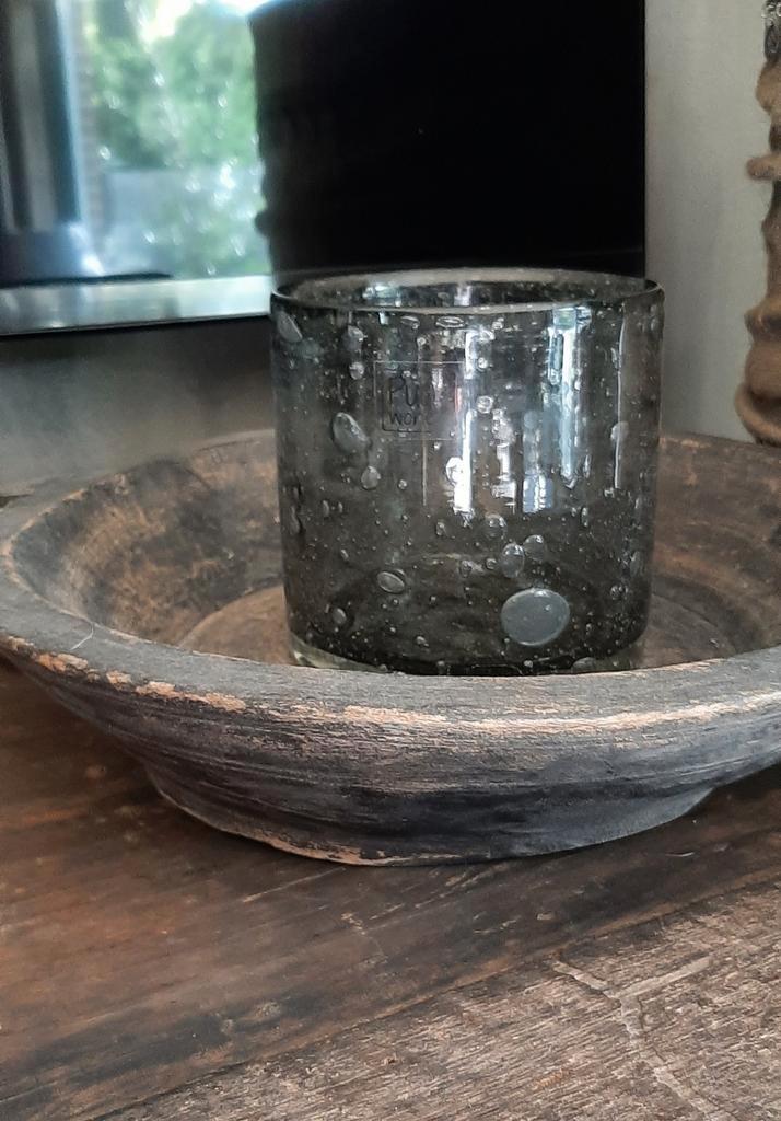 Puur Wonen windlicht Smokey Grey Bubbles 14/14, Huis en Inrichting, Woonaccessoires | Kandelaars en Kaarsen, Nieuw, Kandelaar