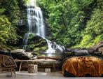 Fotobehang / Behang - Natuur - Waterval in het Bos, Groen, Minder dan 10 m², Natuur, Verzenden