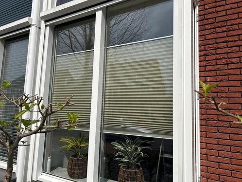 2 plissé gordijnen 186 en 43 breed 216 hoog, Huis en Inrichting, Stoffering | Gordijnen en Lamellen, Gebruikt, 200 cm of meer