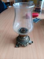 Vintage kandelaar met glazen kap, Ophalen of Verzenden, Gebruikt