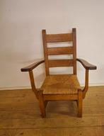 Gedisseld massief eiken fauteuil brutalist stijl, Huis en Inrichting, Fauteuils, Ophalen, Zo goed als nieuw, Minder dan 75 cm
