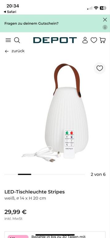 Depot Lamp - Kleur Veranderend met Afstandsbediening beschikbaar voor biedingen
