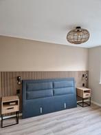 Tweepersoonsbed antraciet grijs met topper, Ophalen