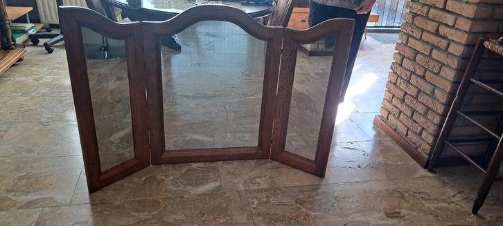 3-luik Eiken Spiegel, Huis en Inrichting, Woonaccessoires | Spiegels, Gebruikt, 100 tot 125 cm, 100 tot 150 cm, Rechthoekig, Ophalen of Verzenden