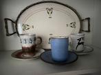 Dienblad met 3 kopjes, Huis en Inrichting, Keuken | Servies, Gebruikt, Keramiek, Ophalen of Verzenden, Overige stijlen