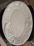 Ovale sier schaal met zeemotieven, Portugees aardewerk, Ophalen, Porselein of Keramiek, Schaal, Zo goed als nieuw