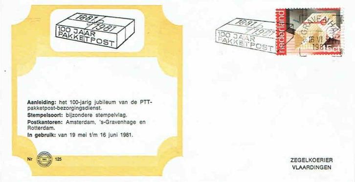 83 Nederland 1981 PTT Pakketpost 100 Jaar, Postzegels en Munten, Brieven en Enveloppen | Nederland, Envelop, Ophalen of Verzenden