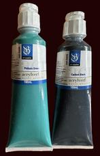 2x van beek acrylverf 150 ml phthalo green en carbon black, Hobby en Vrije tijd, Schilderen, Ophalen, Zo goed als nieuw, Waterverf