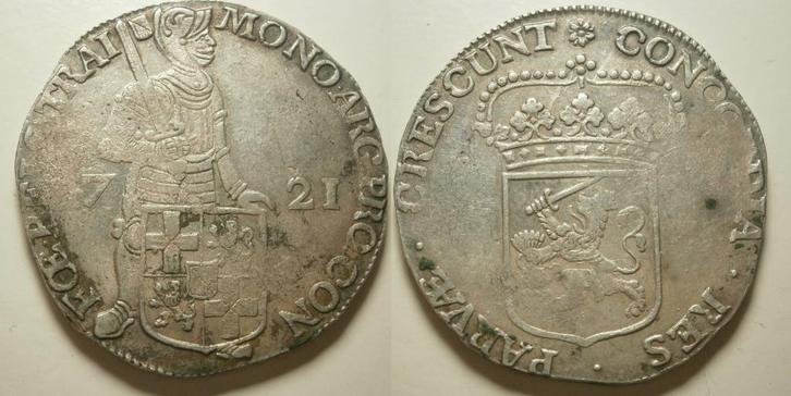 Utrecht Dukaat zilver 1721 -zeldzaam jaartal- Prachtig, Postzegels en Munten, Munten | Nederland, Losse munt, 2½ gulden, Vóór koninkrijk