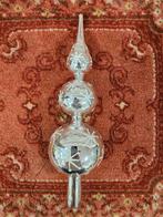 Kerstboom glazen piek 3 bollen zilver witte sterren, Diversen, Kerst, Gebruikt, Onbekend, Ophalen of Verzenden, Onbekend