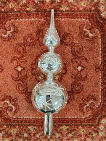 Kerstboom glazen piek 3 bollen zilver witte sterren beschikbaar voor biedingen