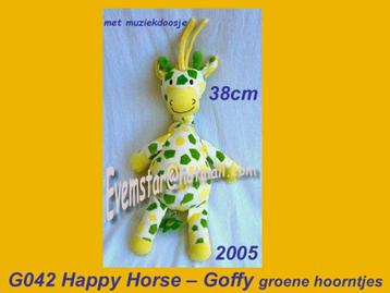 G042 Giraffe Happy Horse giraf Goffy muziek groene hoorntjes beschikbaar voor biedingen