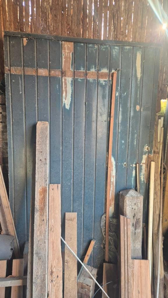 Oude Houten Garagedeur, Doe-het-zelf en Verbouw, Deuren en Horren, Gebruikt, Garagedeur, 200 tot 215 cm, 100 tot 120 cm, Hout