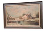 Olieverf schilderij - Winterlandschap, Ophalen of Verzenden