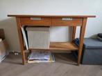 Stevige, houten sidetable met 2 lades, Ophalen, Gebruikt, 100 tot 150 cm, 25 tot 50 cm