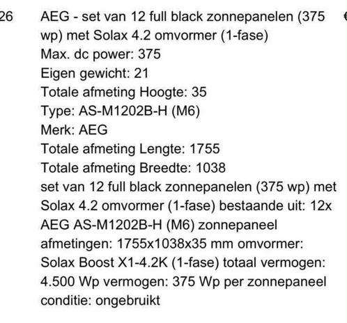 AEG Zonnepanelen Set - 12 Panelen + Solax Omvormer, Doe-het-zelf en Verbouw, Zonnepanelen en Toebehoren, Nieuw, Compleet systeem