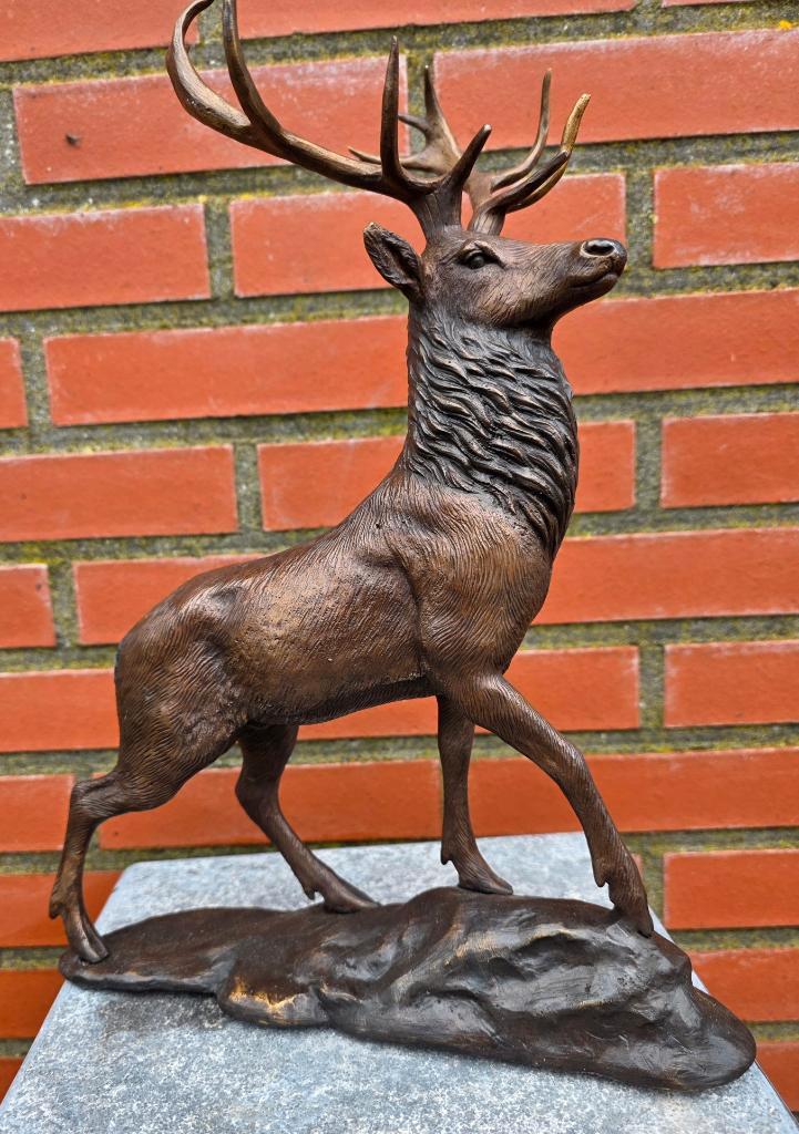bronzen beeld / HERT/ 36 cm hoog / EDELHERT, Verzamelen, Dierenverzamelingen, Beeldje of Figuurtje, Hert, Ophalen of Verzenden