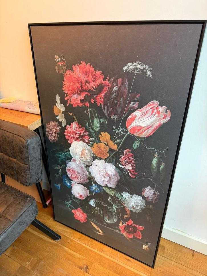 Bloemstilleven met lijst 118 x 70 cm, Antiek en Kunst, Kunst | Schilderijen | Klassiek, Ophalen