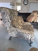 Fauteuil met Panterprint Bekleding, Ophalen, Hout, Gebruikt, 75 tot 100 cm