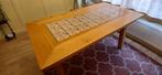 Eettafel massief eiken met tegels inleg., Ophalen, Eikenhout, 50 tot 100 cm, Zo goed als nieuw