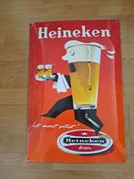 Heineken bier emaille bord 40 x 60 cm Glas, Verzamelen, Biermerken, Ophalen of Verzenden, Gebruikt, Reclamebord, Plaat of Schild