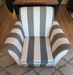 Fauteuil Stoel Grijs Antraciet Wit Creme Gestreept, Huis en Inrichting, Ophalen, Zo goed als nieuw, 75 tot 100 cm, 50 tot 75 cm