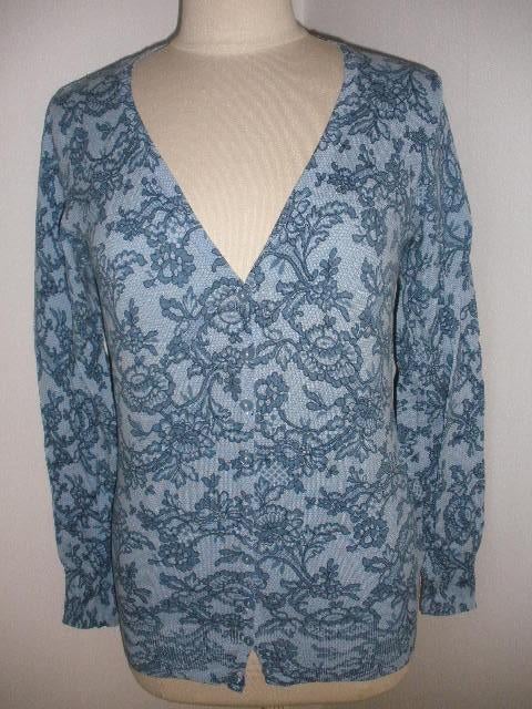 JOHN CABOT vest blauw bloemen maat L, Maat 38/40 (M), Blauw, Ophalen of Verzenden, Zo goed als nieuw