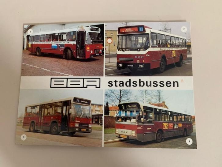 Vintage ansichtkaart uit 1982. BBA stadsbussen. DAF Volvo., Verzamelen, Automerken, Motoren en Formule 1, Zo goed als nieuw, Auto's