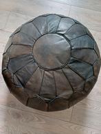 Nieuwe Marokkaanse handgemaakte leren poef, gevuld, Huis en Inrichting, Minder dan 50 cm, Rond, Nieuw, Ophalen of Verzenden