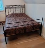 Stalen bed grote twijfelaar, Ophalen, Zwart, Tweepersoons, 140 cm