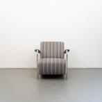 2x Leolux Scylla Fauteuil Laag Gestreepte Stof - Wit Leer, Huis en Inrichting, Niet ingevuld, Metaal, Niet ingevuld, 75 tot 100 cm