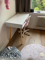 Wit kinderbureau met Lade en bureau stoel, Ophalen, Gebruikt, Bureau