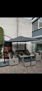 Als nieuw: Compleet loungeset incl. 2 verstelbare fauteuils, Bank, Ophalen of Verzenden, Zo goed als nieuw, Wicker