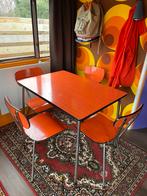 Retro vintage formica set oranje, Gebruikt, Vier personen, Retro, Ophalen