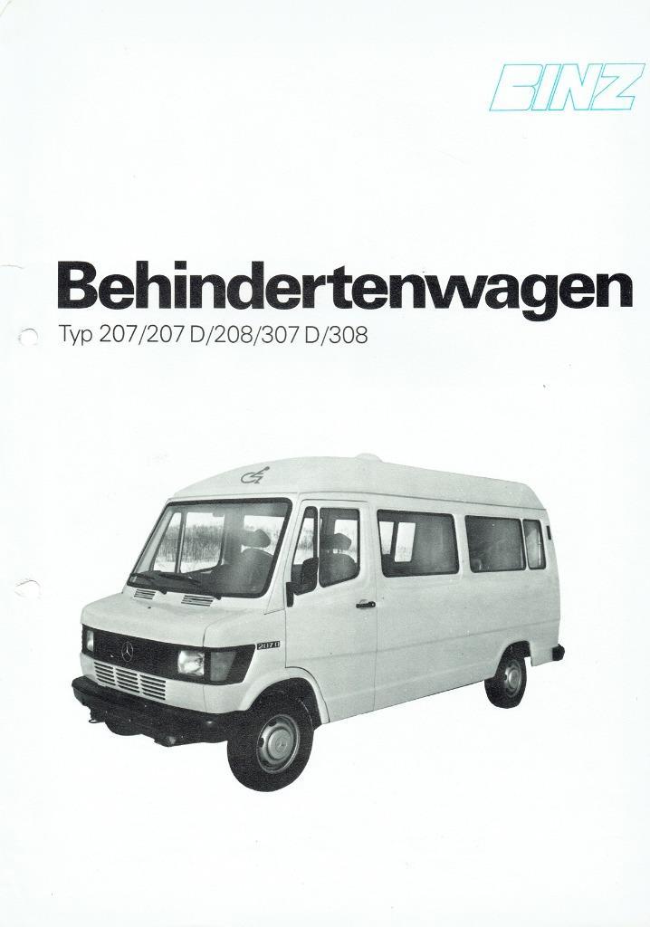 Folder Binz - Mercedes 207 - 308 Behindertenwagen (ca.1980), Boeken, Auto's | Folders en Tijdschriften, Gelezen, Mercedes, Verzenden