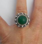 Zilveren antieke ring met groene steen maat 17.25 nr.240, Sieraden, Tassen en Uiterlijk, Antieke sieraden, Ophalen of Verzenden
