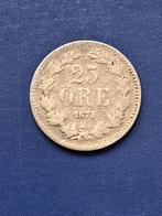 1875 Zweden 25 ore in zilver Oscar II, Postzegels en Munten, Verzenden, Overige landen, Losse munt, Zilver