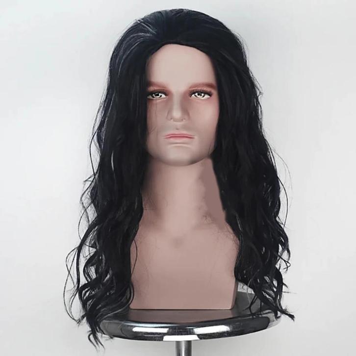 Lange Zwarte Grijze Heren Pruik Mannen Haarstuk Haren Haar, Sieraden, Tassen en Uiterlijk, Uiterlijk | Haarverzorging, Nieuw, Pruik of Haarverlenging