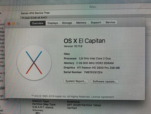 24-inch iMac - Core 2 Duo, 2GB RAM, 320GB HDD, Computers en Software, Apple Desktops, Gebruikt, iMac, HDD, 2 tot 3 Ghz, Minder dan 4 GB