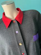 Vintage jaren 80 jurk Antraciet/gekleurd maat 50, Kleding | Dames, Verzenden, Jurk, Vintage, Grijs