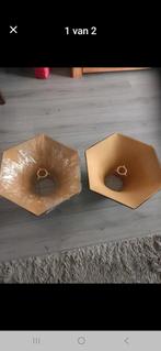 2 Nieuwe Zwart/ Goudkleurige lampenkappen, Huis en Inrichting, Lampen | Lampenkappen, Ophalen, 25 tot 50 cm, Zwart, Rond