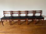 Vintage set eetkamerstoelen teak & skai – 1960s, Ophalen, Deens, Zwart, Hout