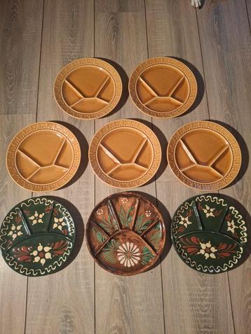 Vintage Aardewerk 7 gourmetborden uit Frankrijk  beschikbaar voor biedingen