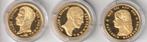3 zilveren munten verguld replica van de 10 gld Ag925/1000, Postzegels en Munten, Munten | Nederland, Setje, Koningin Beatrix