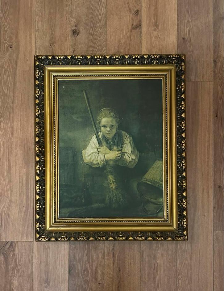 Rembrandt - Meisje met een bezem (reproductie), Antiek en Kunst, Kunst | Schilderijen | Klassiek, Ophalen