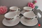 Wedgwood Briar Rose 4 cappuccino/thee-kop & schotels 9 cm, Ophalen of Verzenden, Zo goed als nieuw, Wedgwood, Kop(pen) en/of Schotel(s)