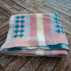 Retro katoenen deken woonplaid woondeken plaid 180x140 cm, Gebruikt, Eenpersoons, Blauw, Ophalen of Verzenden