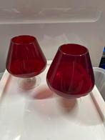 Vintage Murano Robijnrood Cognacglas Ballonvaas Jaren 60, Gebruikt, Ophalen of Verzenden, Glas, Minder dan 50 cm